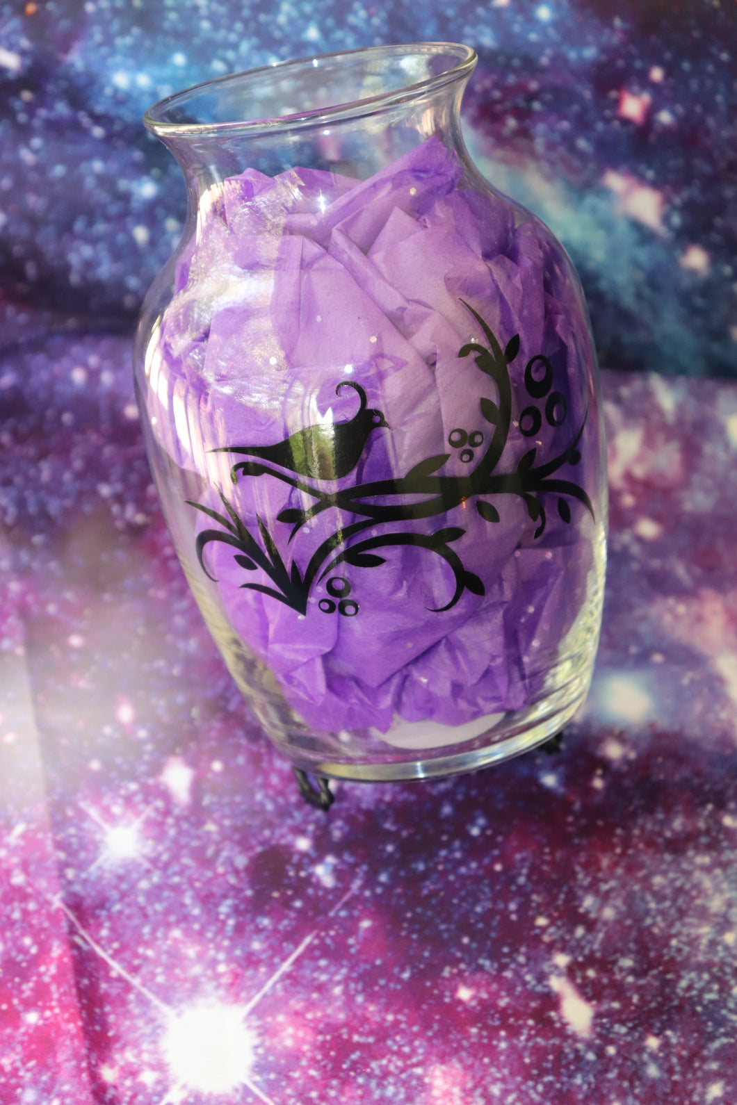 Glass Vase - Bird on Branch