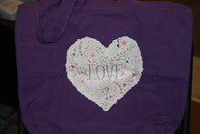 Load image into Gallery viewer, Love/Heart Purple Canvas Bag
