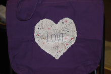 Load image into Gallery viewer, Love/Heart Purple Canvas Bag
