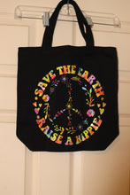 Load image into Gallery viewer, Black Save the Earth Raise a Hippie Canvas Bag
