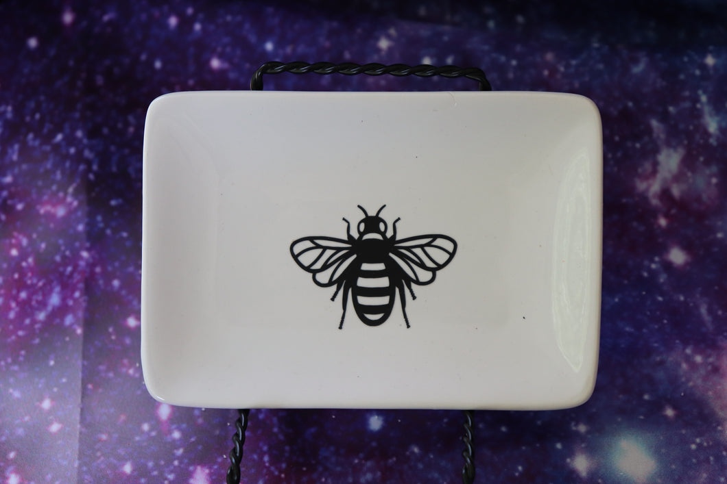 White Trinket Tray - Bee