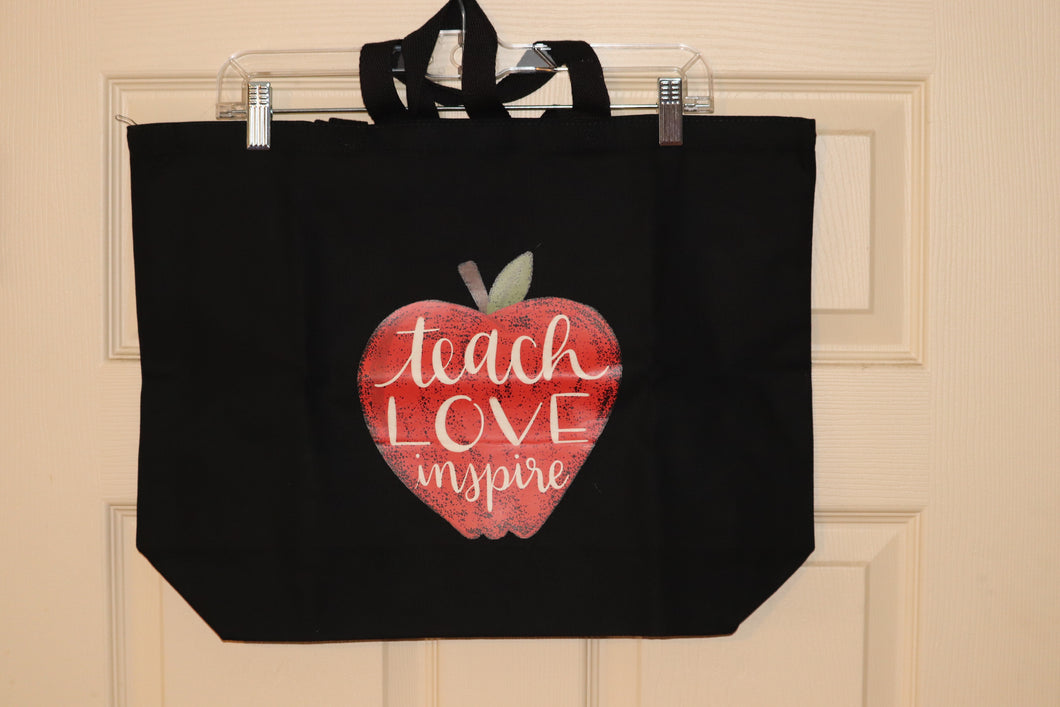 Teach Love Inspire Black Canvas Bag